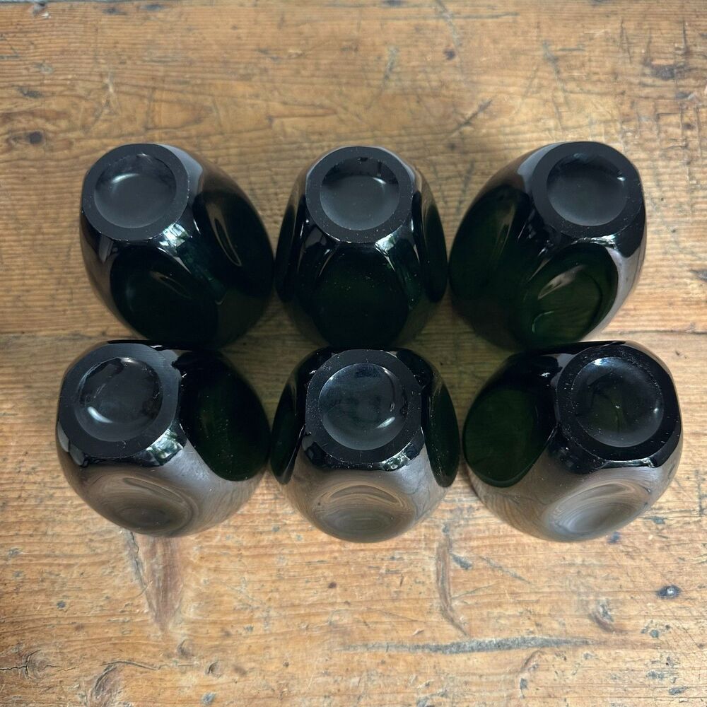 6 MCM Russel Wright Imperial Pinch Glass Tumblers Vintage 4" Blown Verde Green - Picture 4 of 7